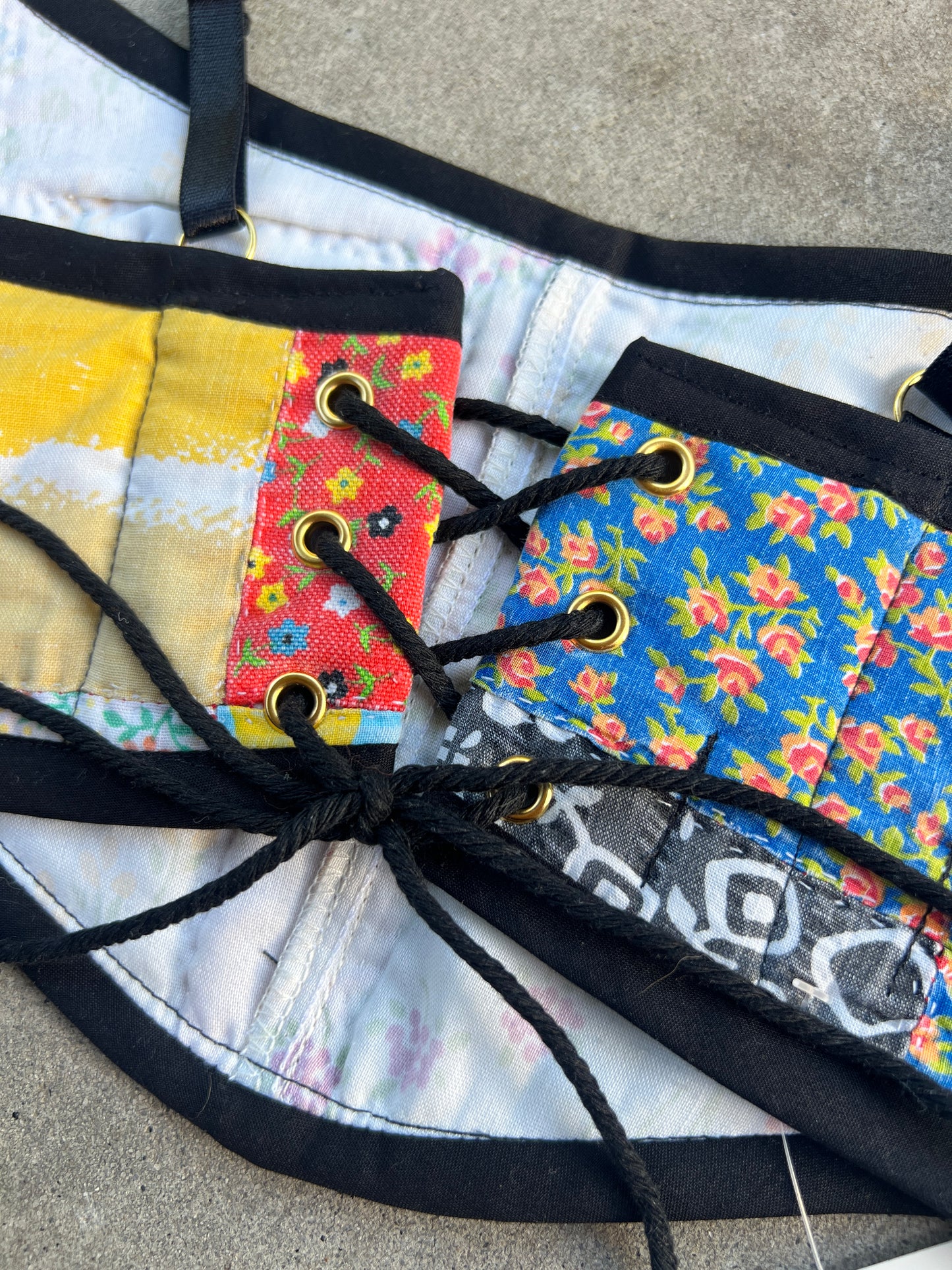 Blk Scrappy Quilt Bra Top (A/B CUP) 28" - 32"
