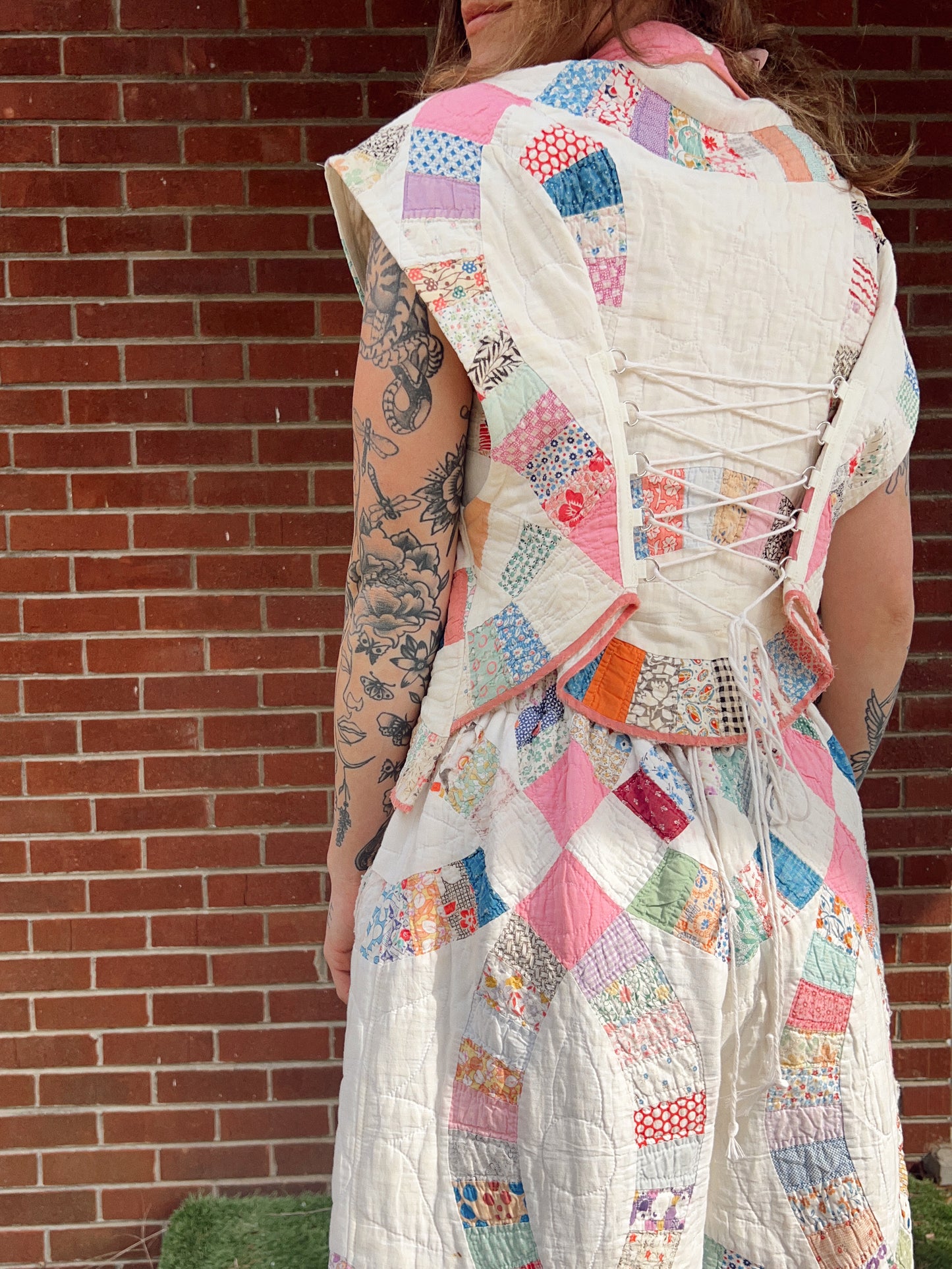 Pink Corset Back Quilt Vest