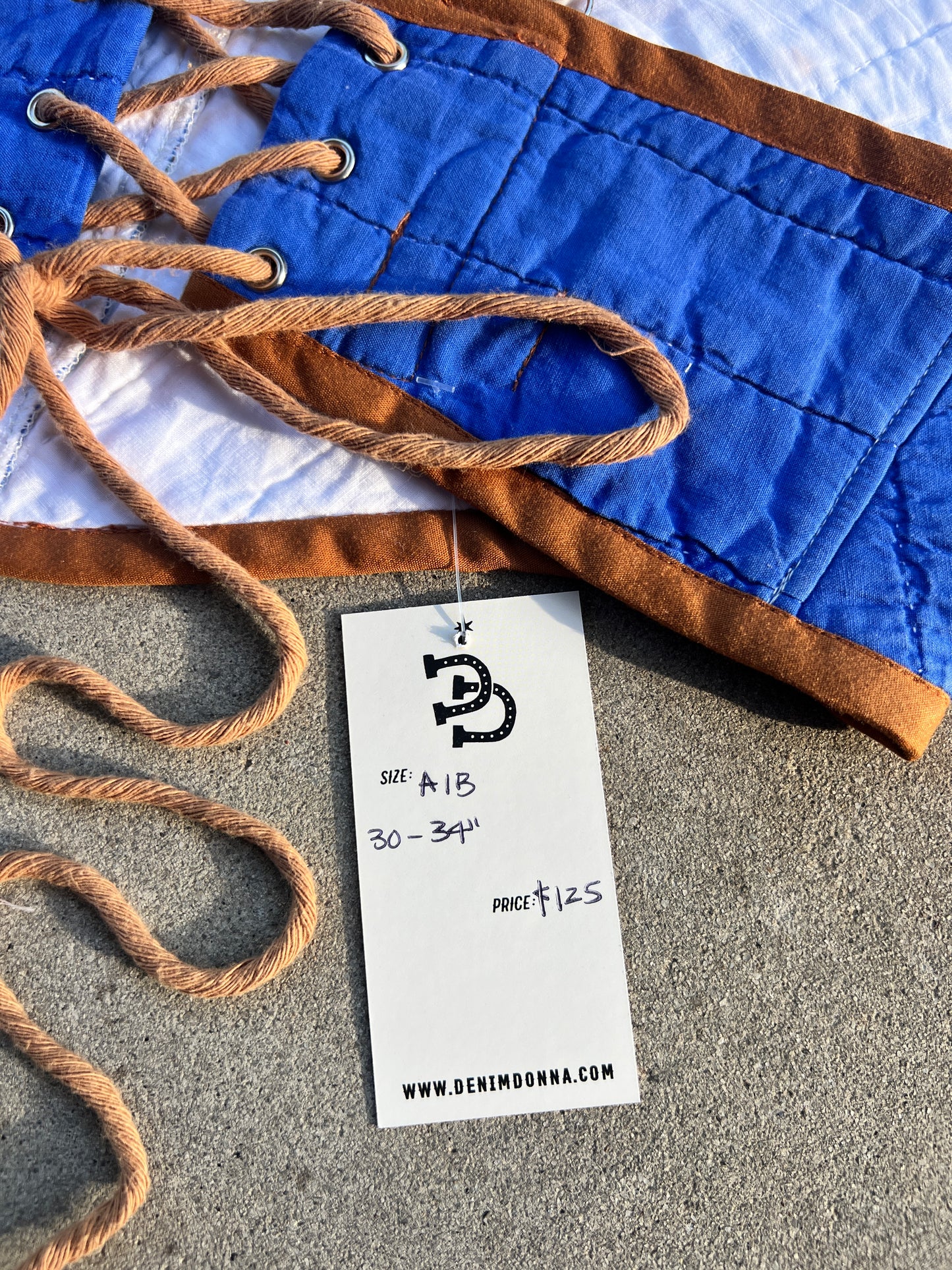 Blue/Brown Quilt Bra Top (A/B CUP) 30" - 34"