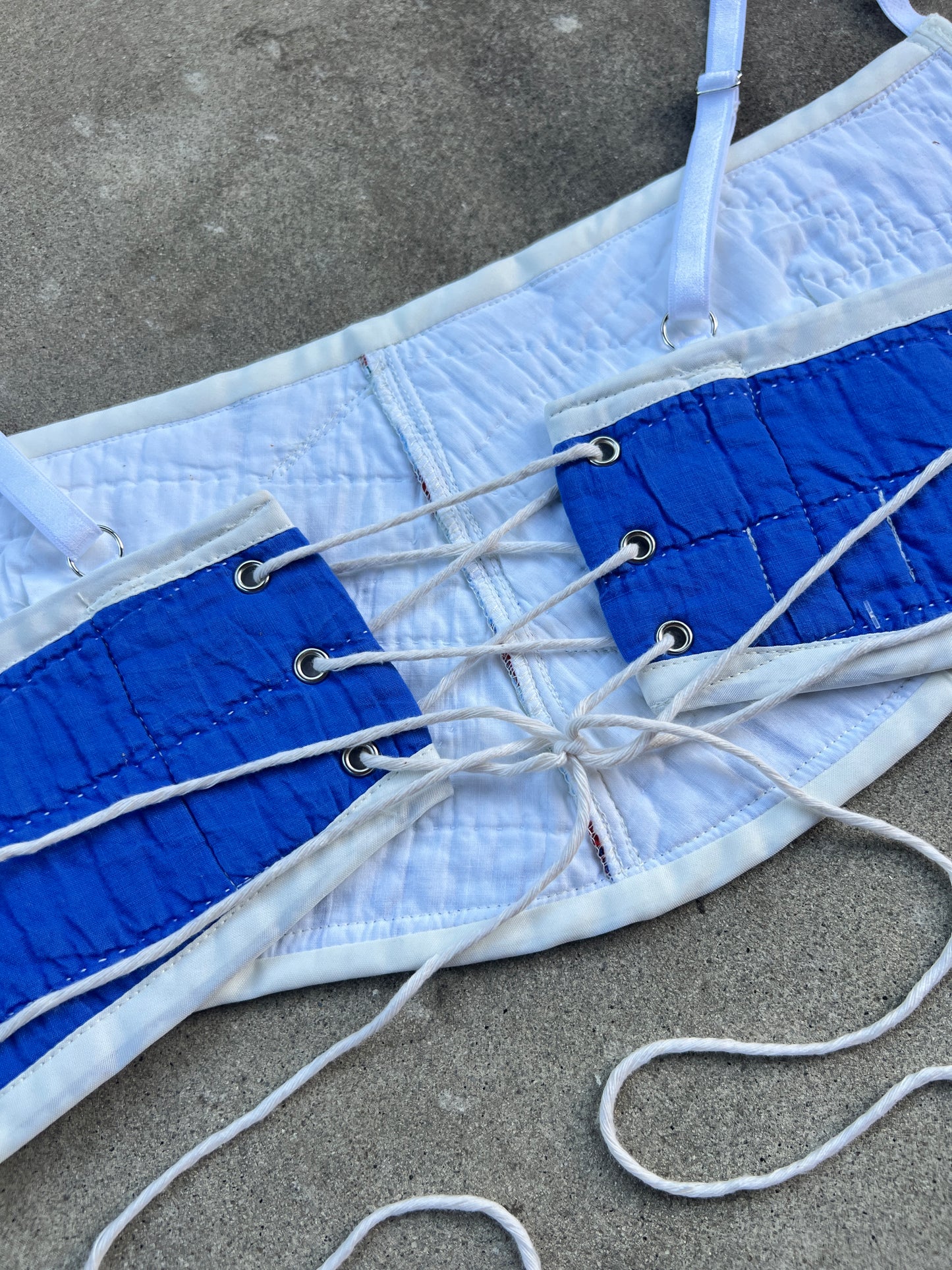 Blue/White Quilt Bra Top (DD CUP) 34"-38"