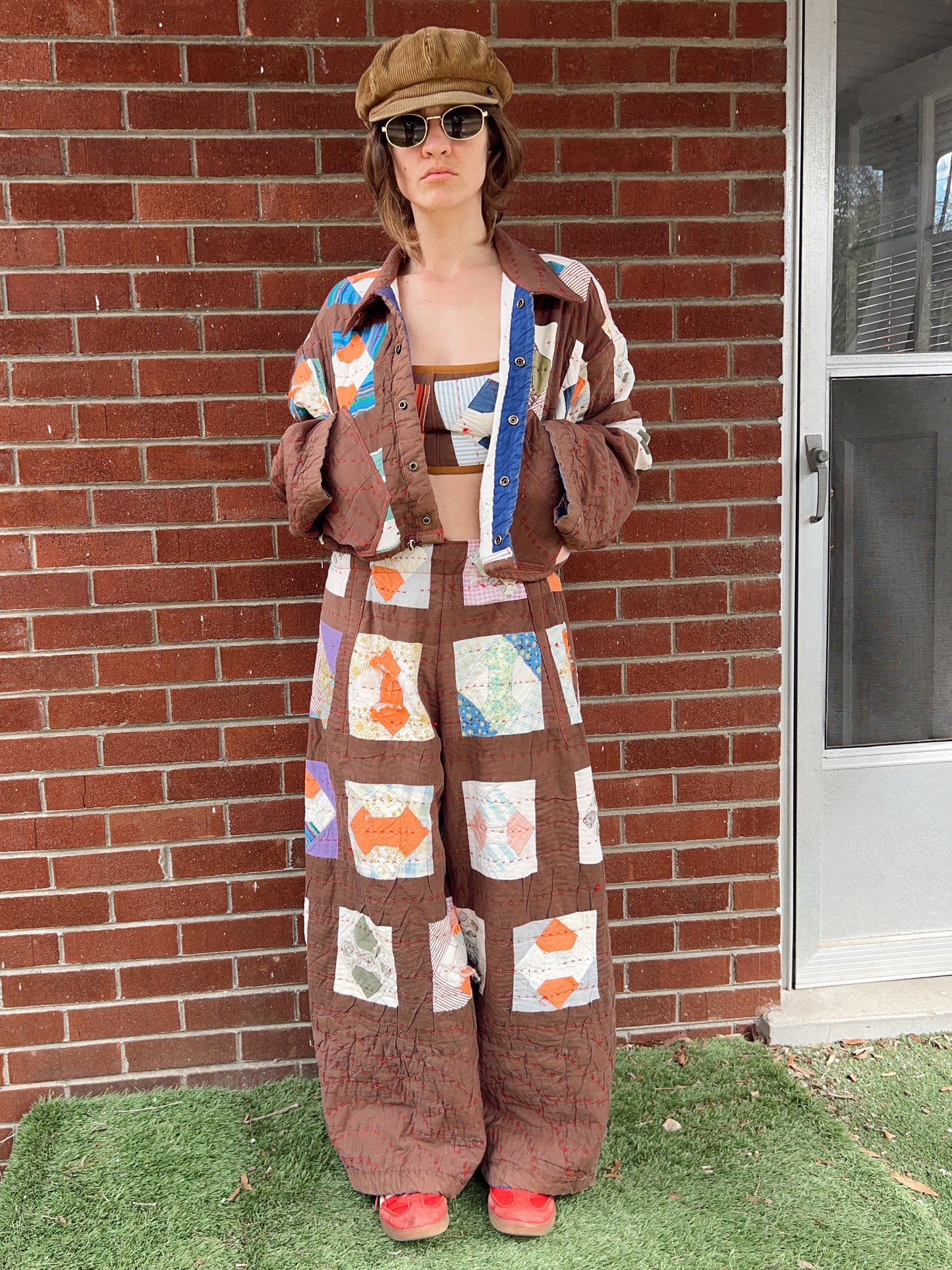 Brown Crop Quilt Jacket