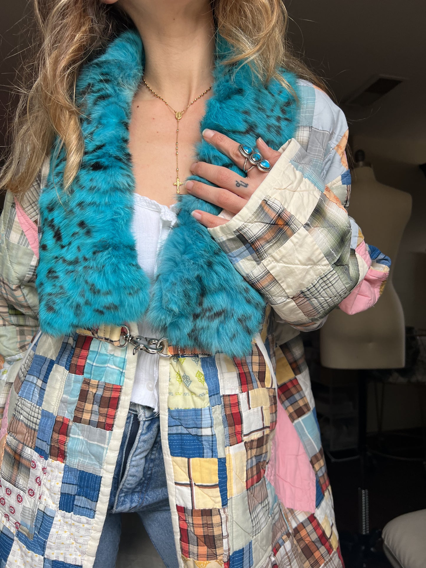 Quilt Jacket w/ Fur Collar