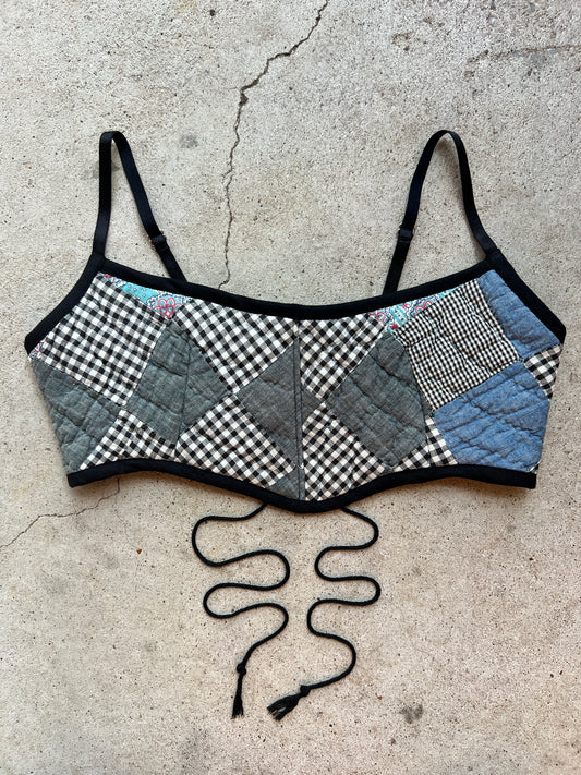 Black & Blue No. 1 Quilt Bra Top (C/D CUP) 32"-36"