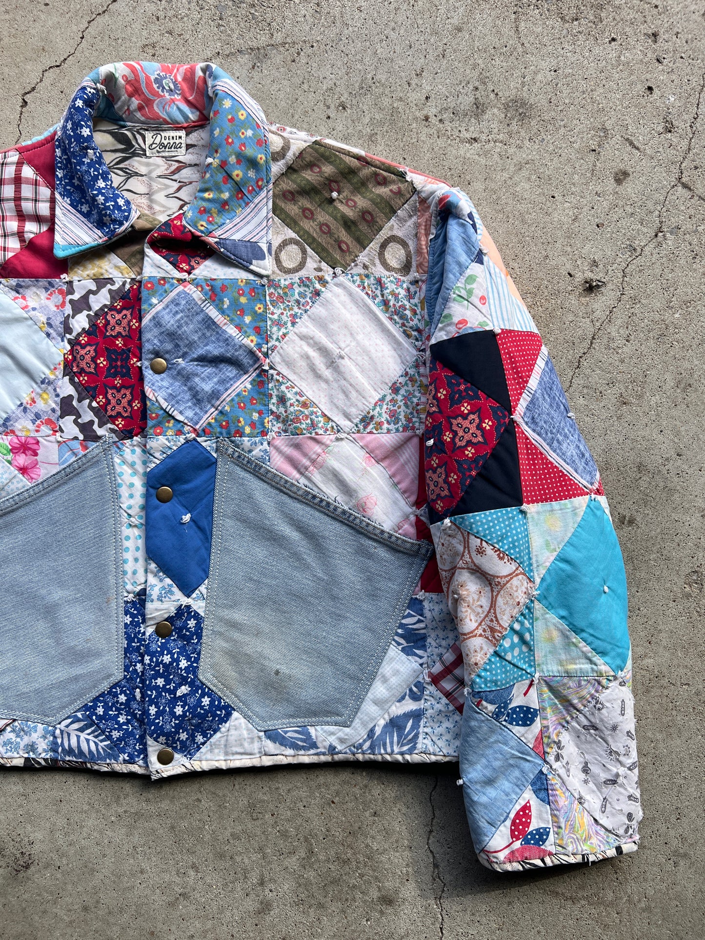 Quilt Coat w/ Denim Details