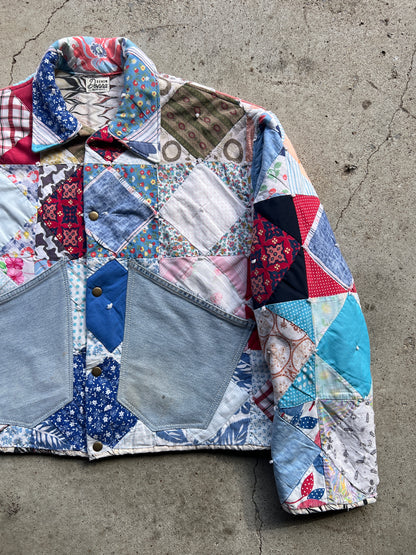 Quilt Coat w/ Denim Details