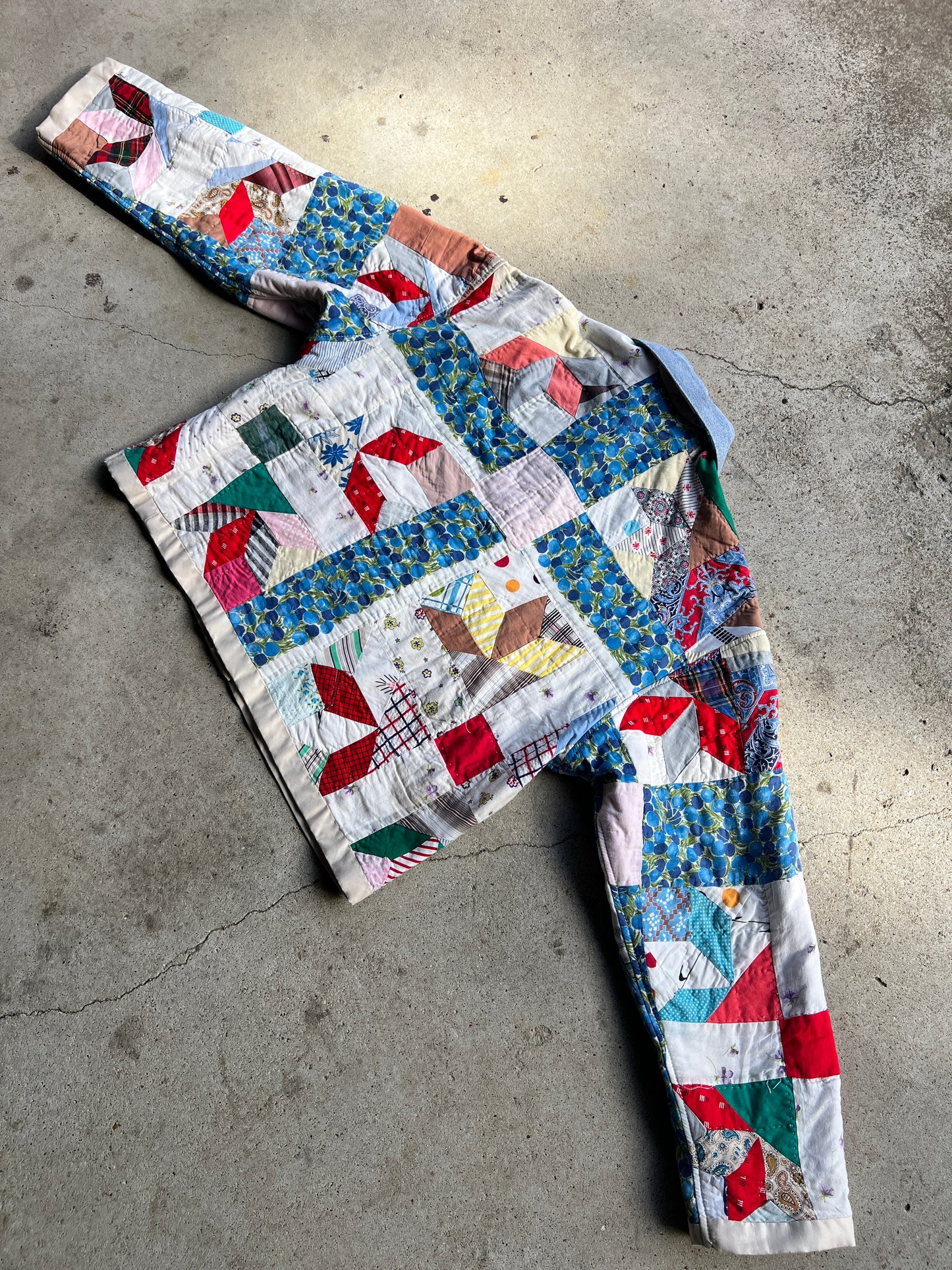 Quilt Coat w/ Denim Details