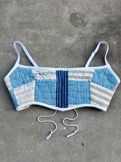 Blue Quilt Bra Top (C/D CUP) 28"-32"