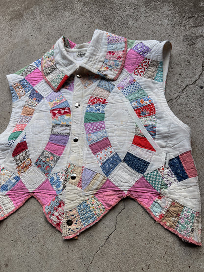 Pink Corset Back Quilt Vest