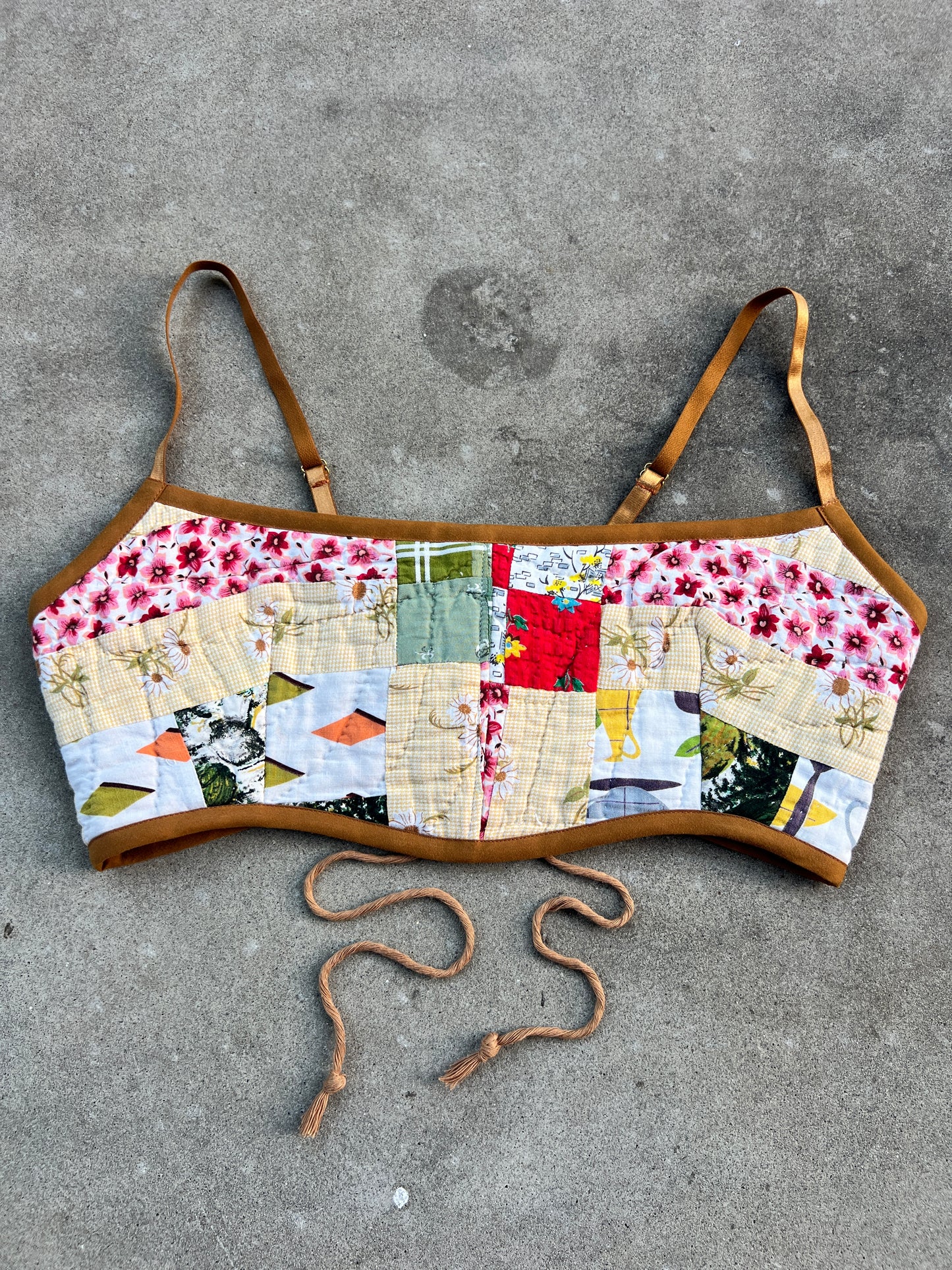 Yellow Quilt Bra Top (DD CUP) 32"-36"