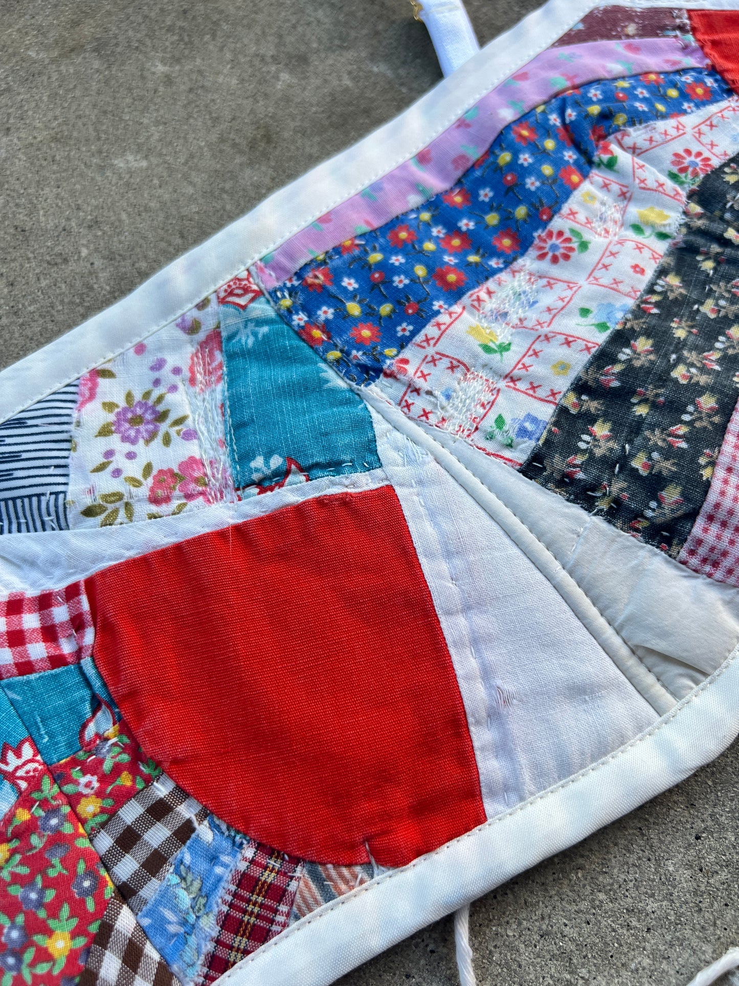 Red Fan Quilt Bra Top (C/D CUP) 30"-34"