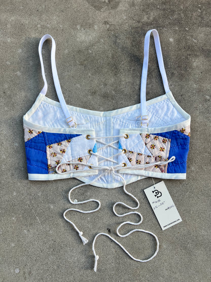 Blue/White Quilt Bra Top (A/B CUP) 25" - 28"
