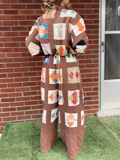 Brown Crop Quilt Jacket