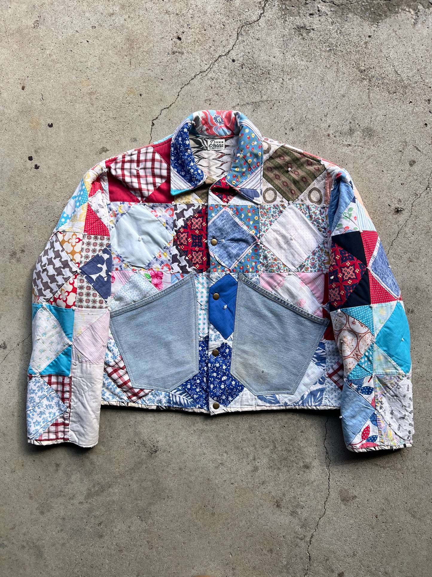 Quilt Coat w/ Denim Details