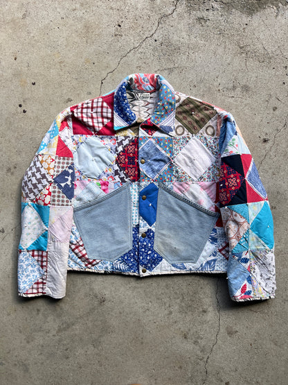 Quilt Coat w/ Denim Details