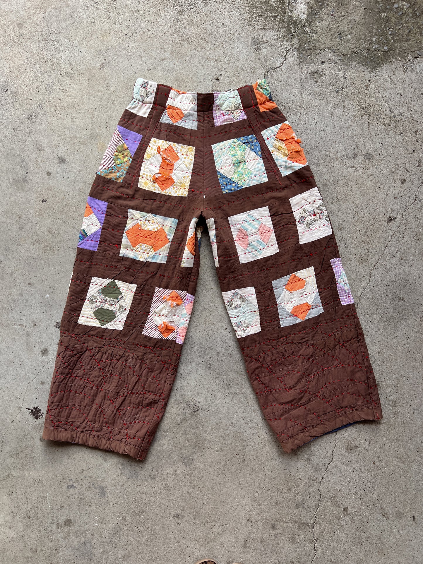 Brown Barrel Leg Quilt Pant