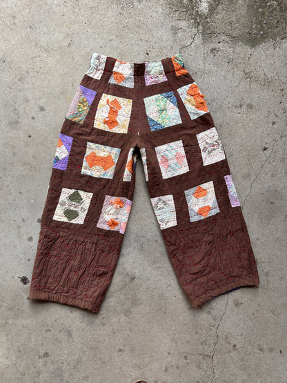 Brown Barrel Leg Quilt Pant