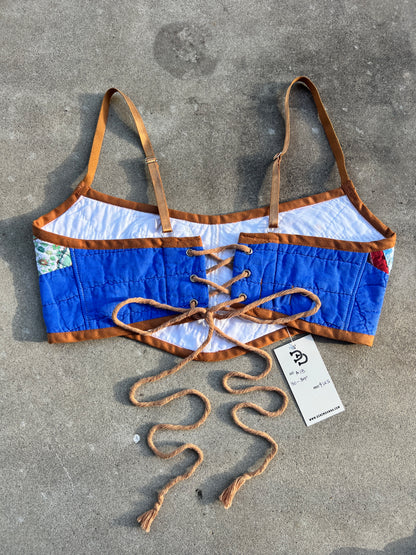 Blue/Brown Quilt Bra Top (A/B CUP) 30" - 34"