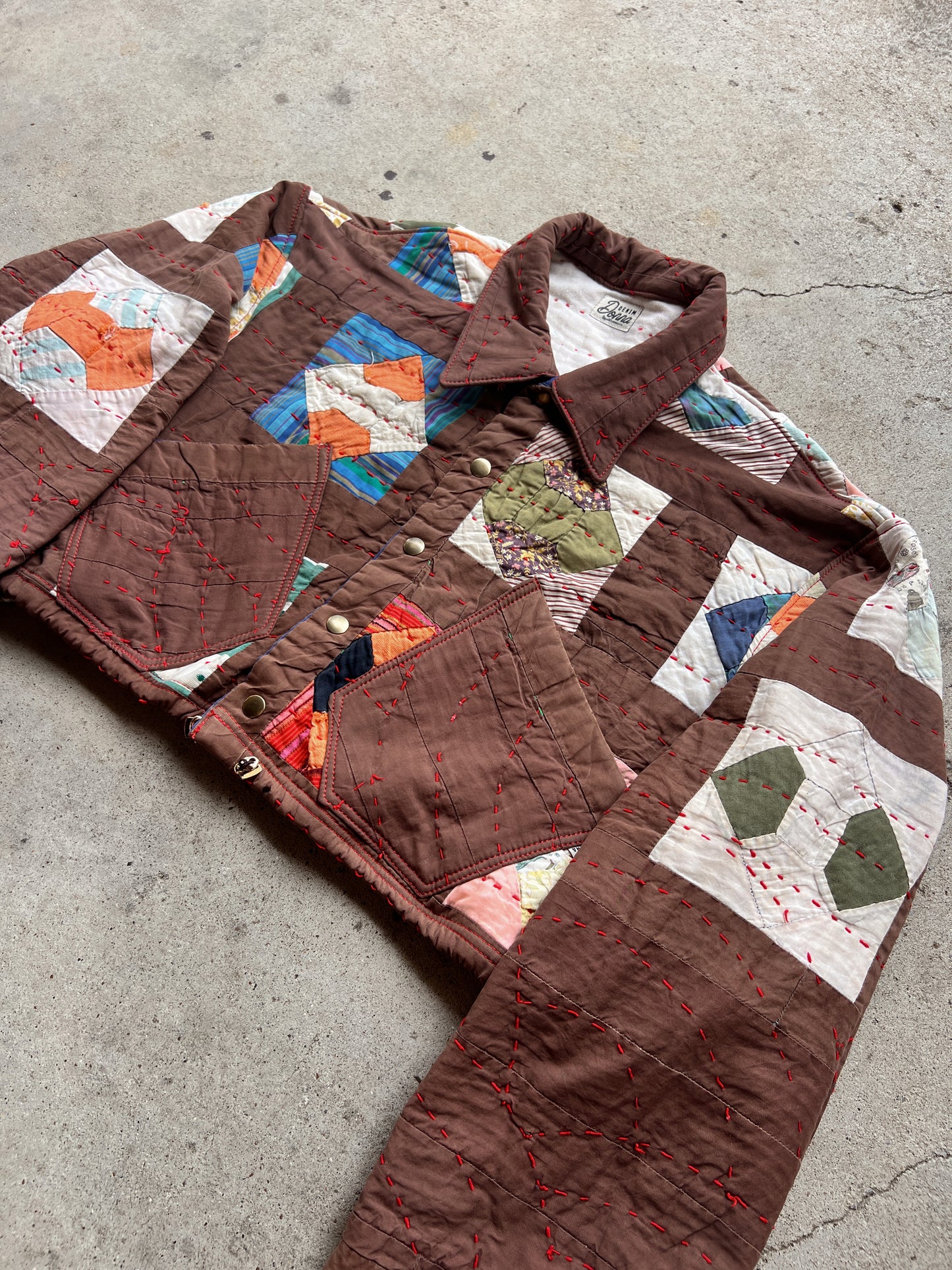 Brown Crop Quilt Jacket