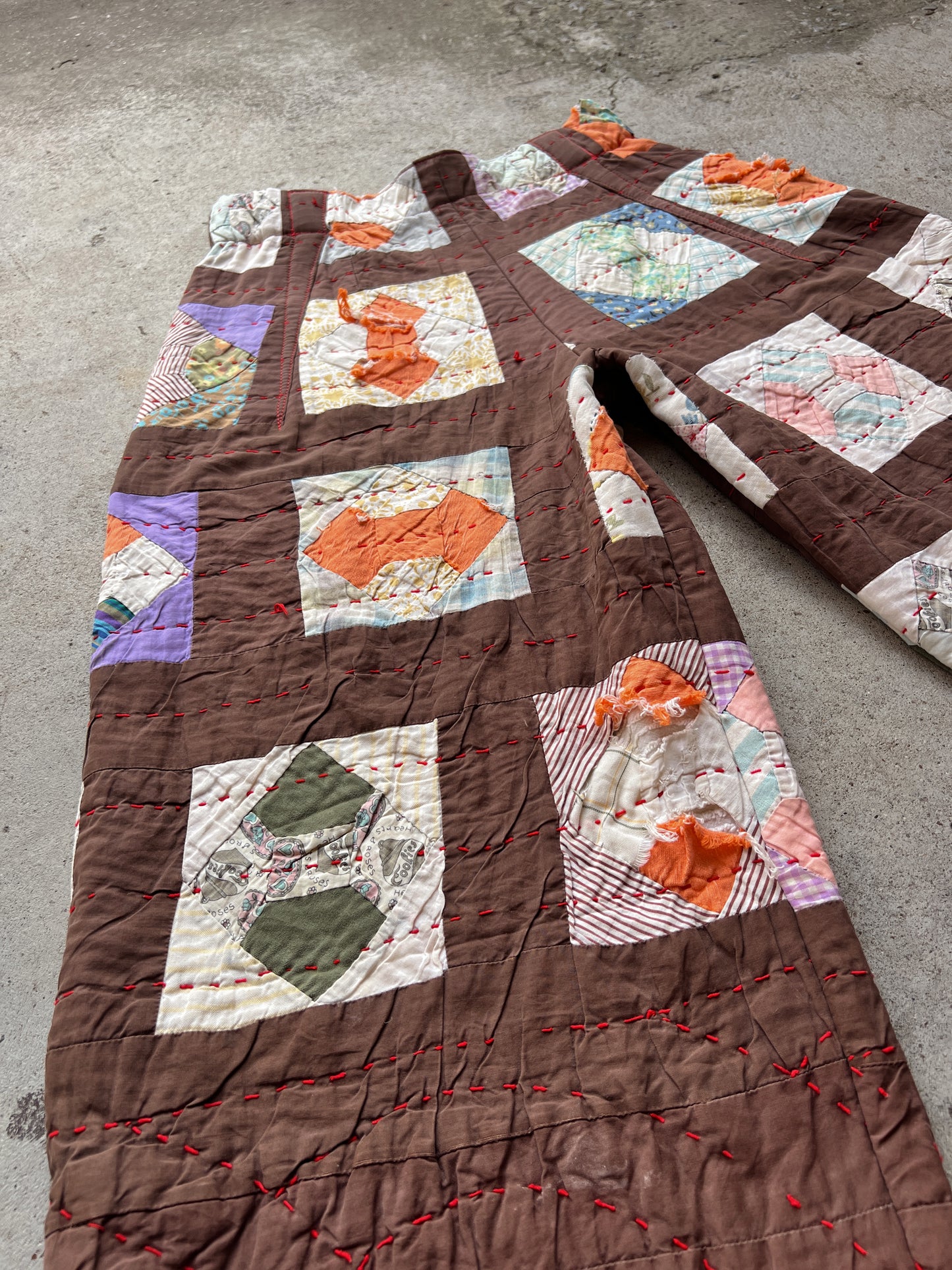 Brown Barrel Leg Quilt Pant