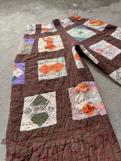 Brown Barrel Leg Quilt Pant