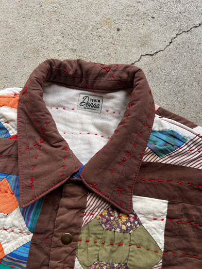 Brown Crop Quilt Jacket