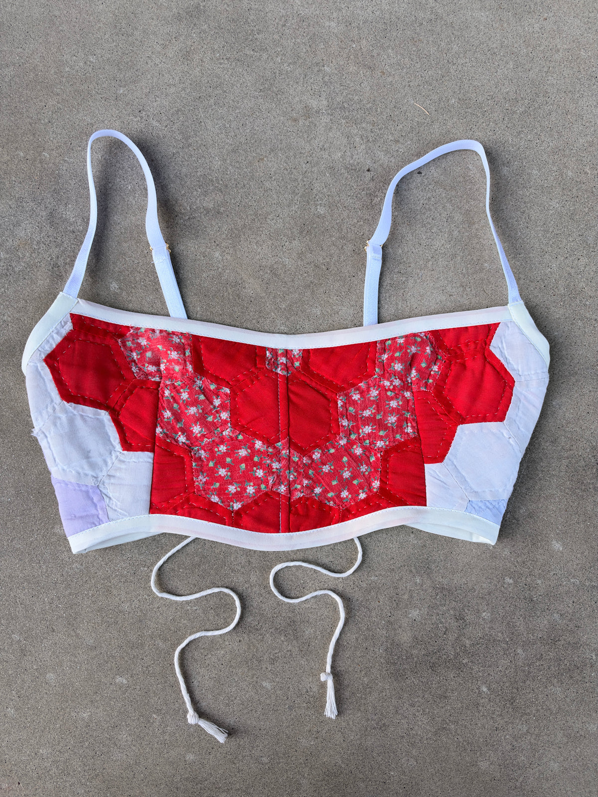 Red Flower Quilt Bra Top (C/D CUP) 27"-32"