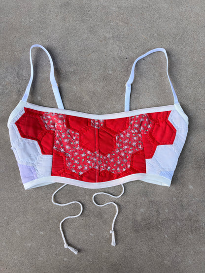 Red Flower Quilt Bra Top (C/D CUP) 27"-32"