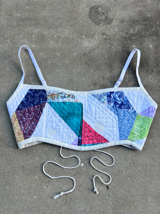 Patchy Floral Quilt Bra Top (C/D CUP) 28"-32"