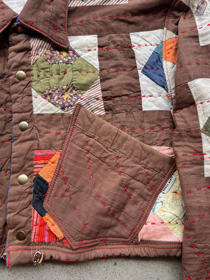 Brown Crop Quilt Jacket