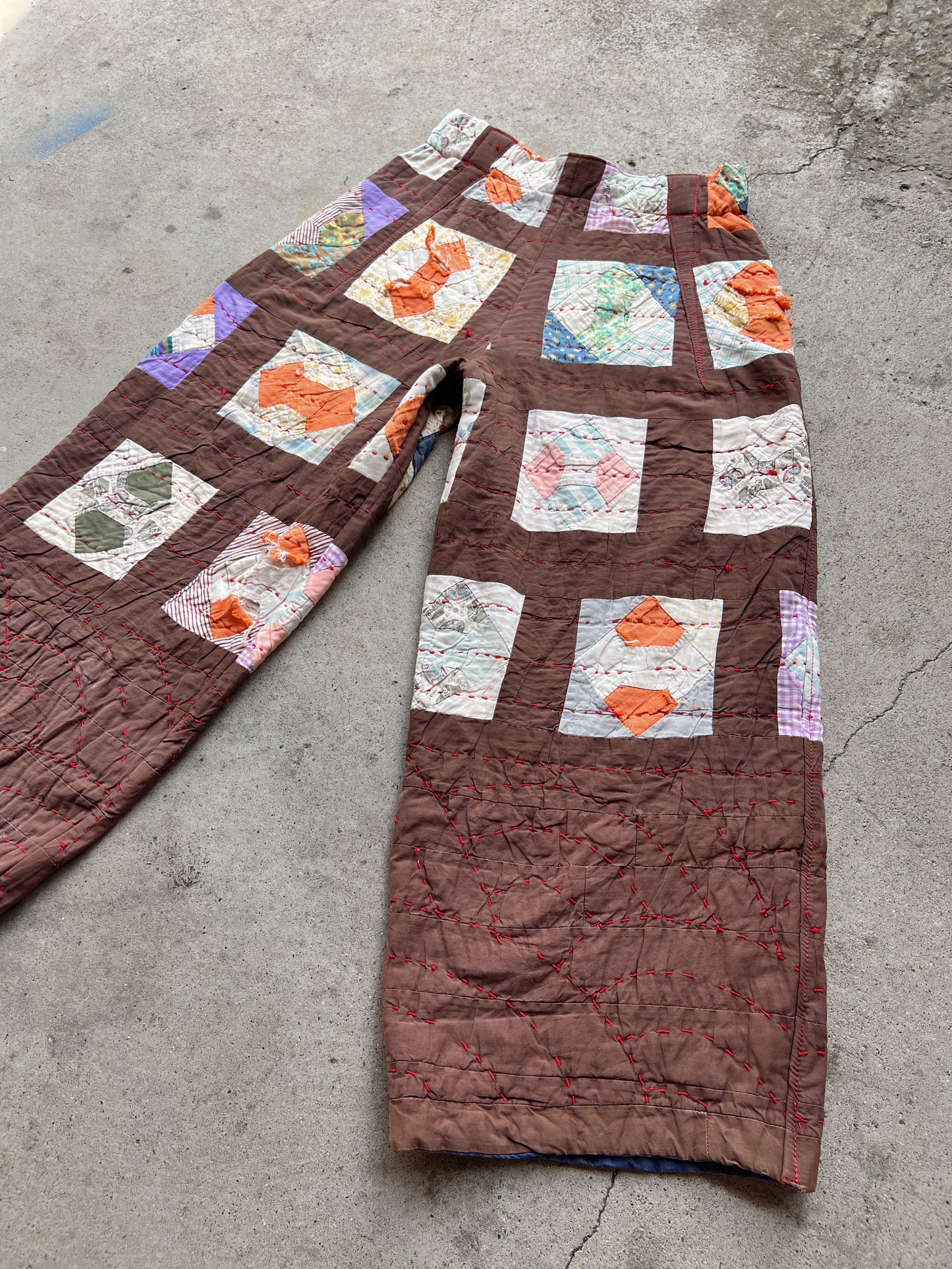 Brown Barrel Leg Quilt Pant