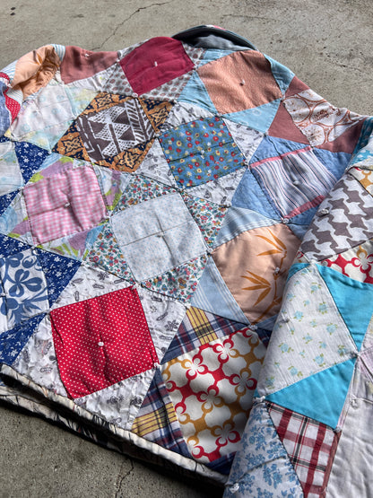 Quilt Coat w/ Denim Details