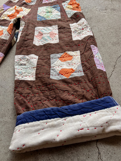 Brown Barrel Leg Quilt Pant