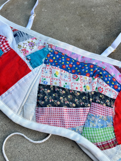 Red Fan Quilt Bra Top (C/D CUP) 30"-34"