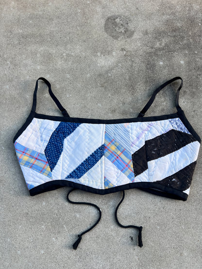 Blk Distressed Quilt Bra Top (C/D CUP) 30"-34"