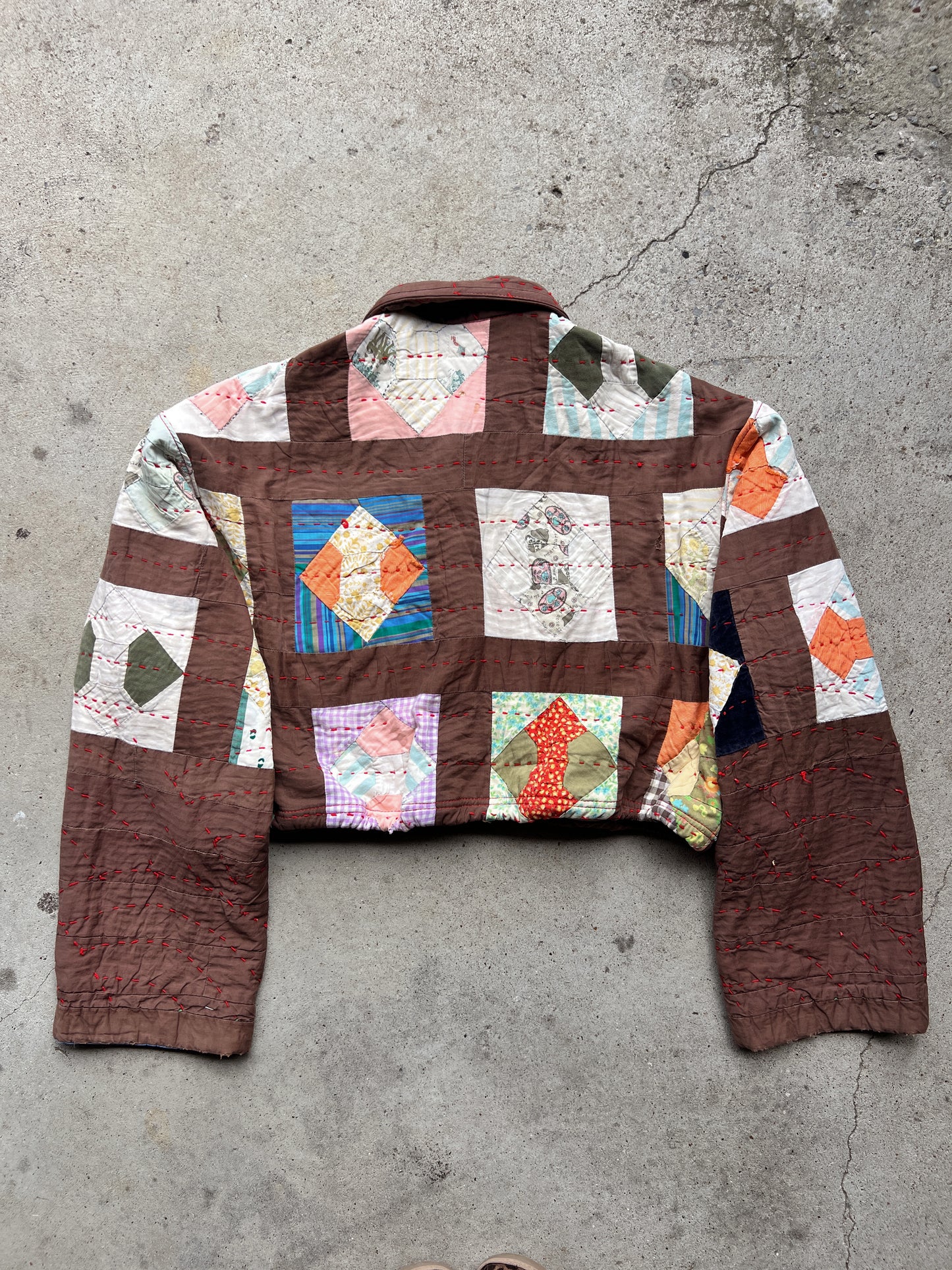 Brown Crop Quilt Jacket