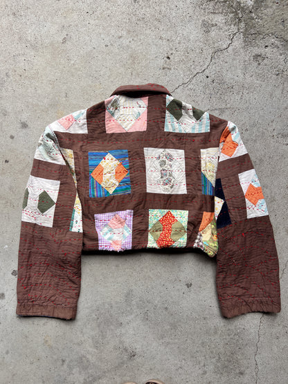 Brown Crop Quilt Jacket