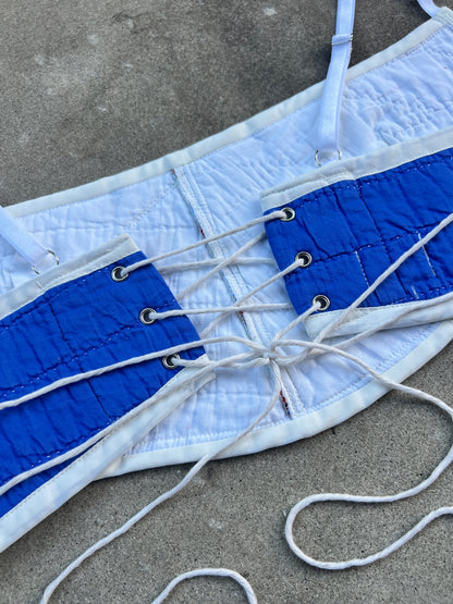 Blue/White Quilt Bra Top (DD CUP) 34"-38"