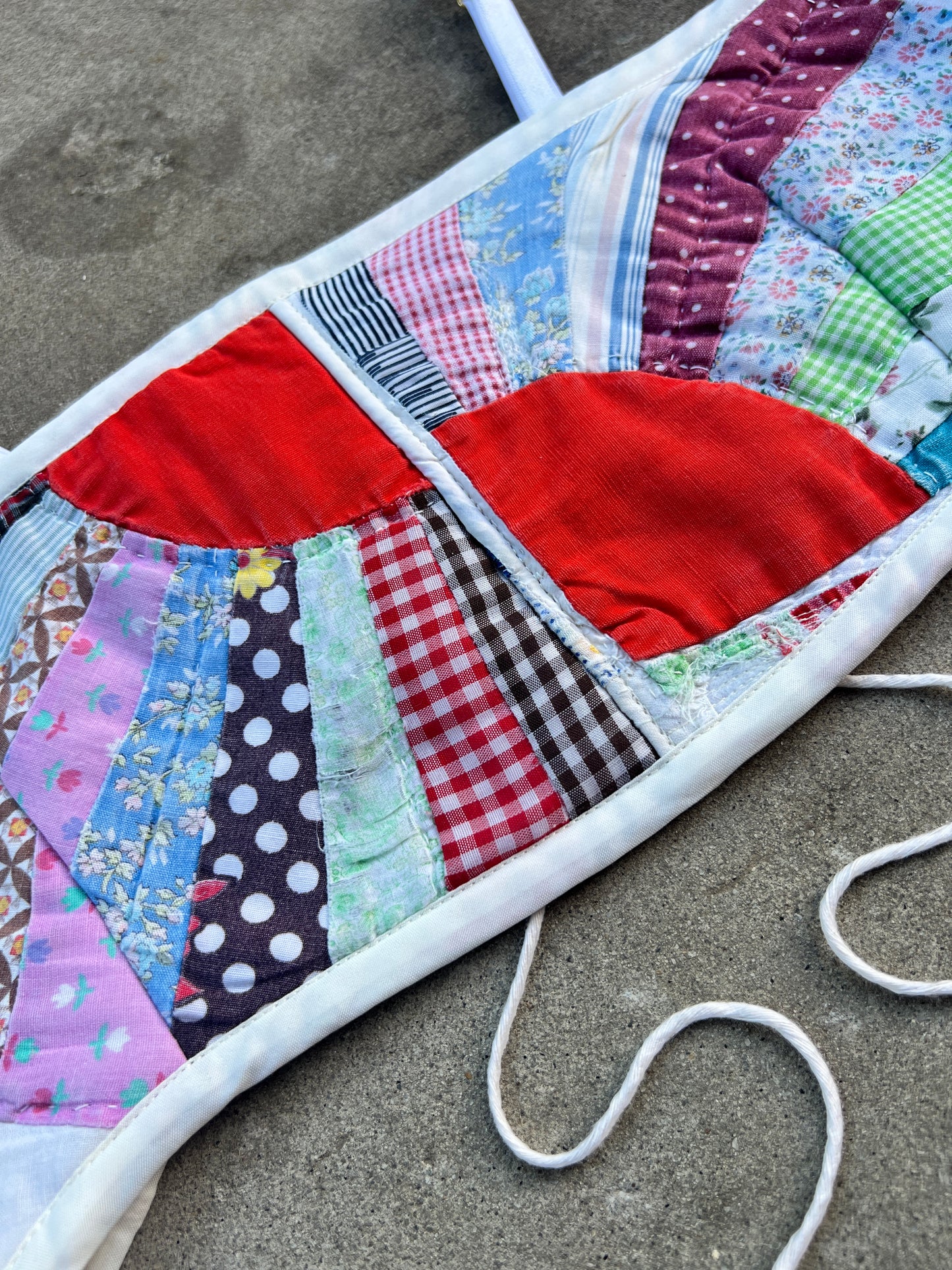Red Fan Quilt Bra Top (DD CUP) 32"-36"