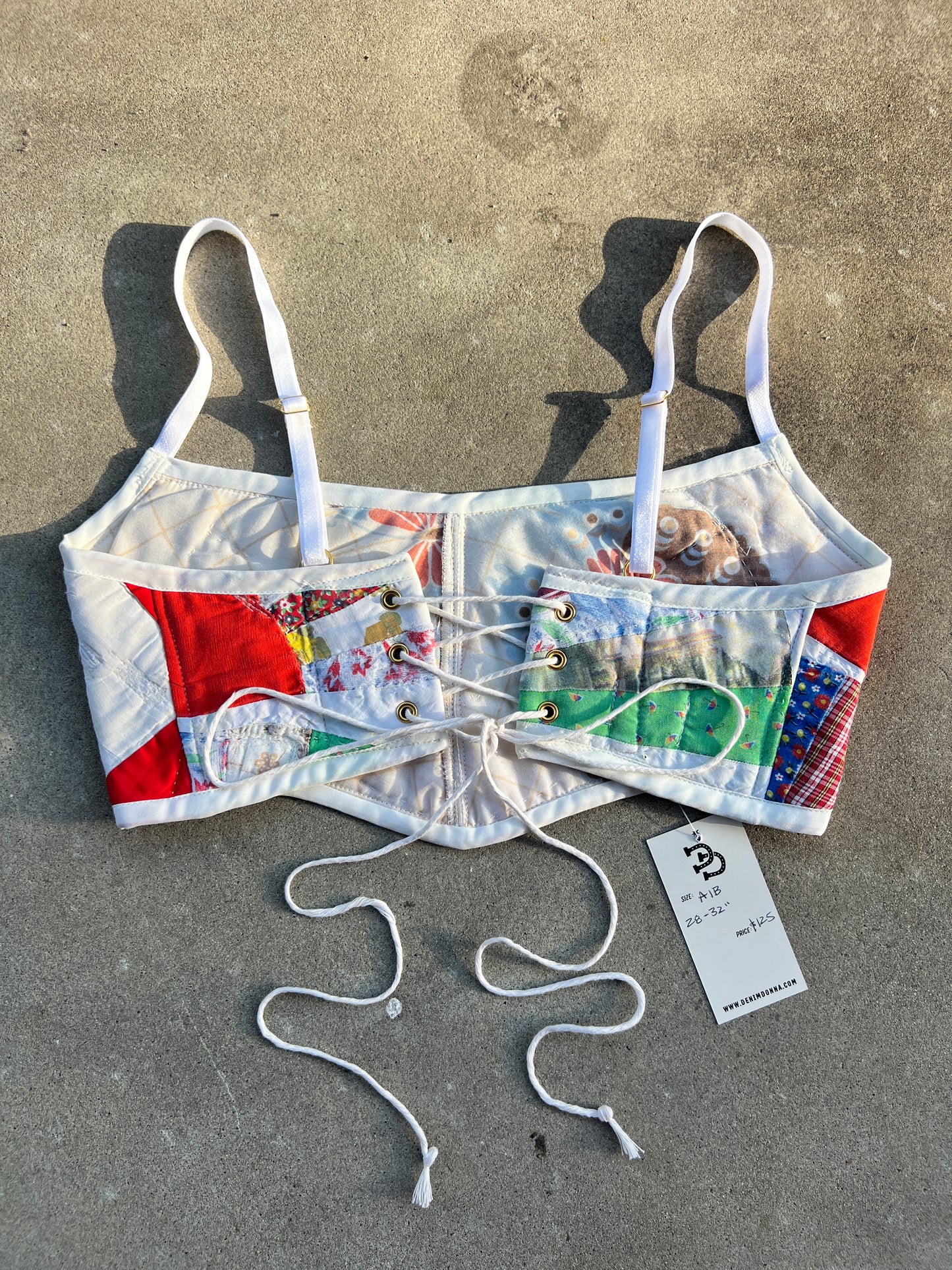 Red Fan Quilt Bra Top (A/B CUP) 28" - 32"