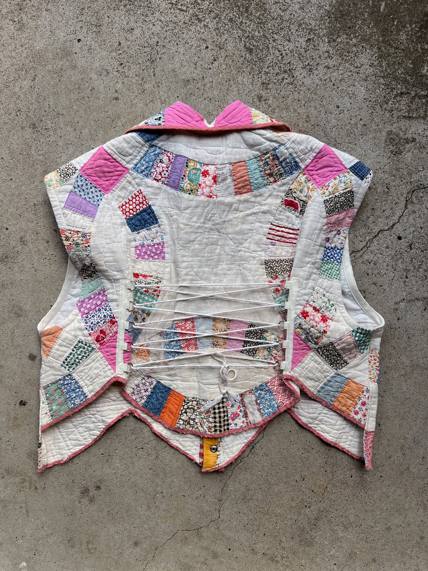Pink Corset Back Quilt Vest