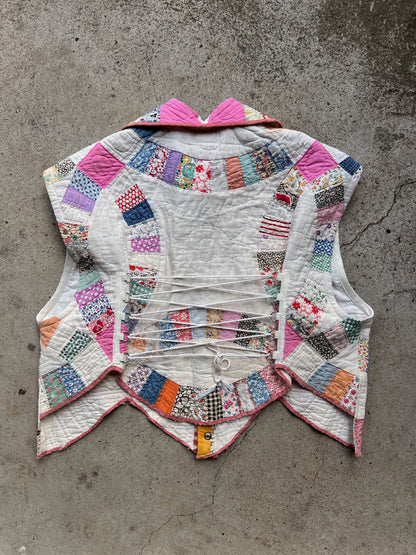 Pink Corset Back Quilt Vest