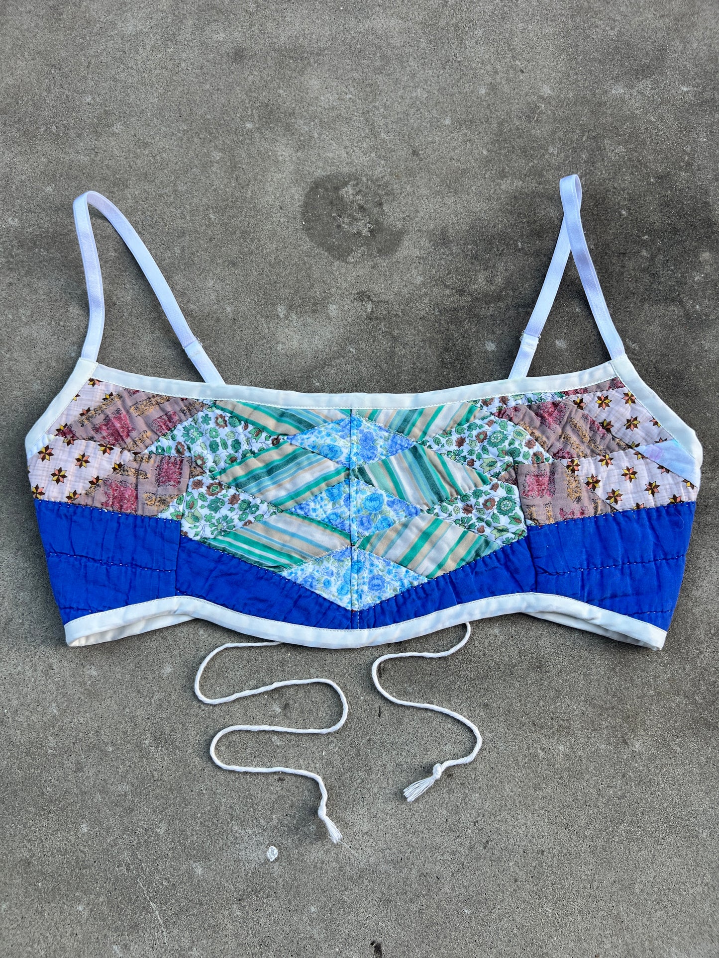 Blue/White Quilt Bra Top (DD CUP) 34"-38"
