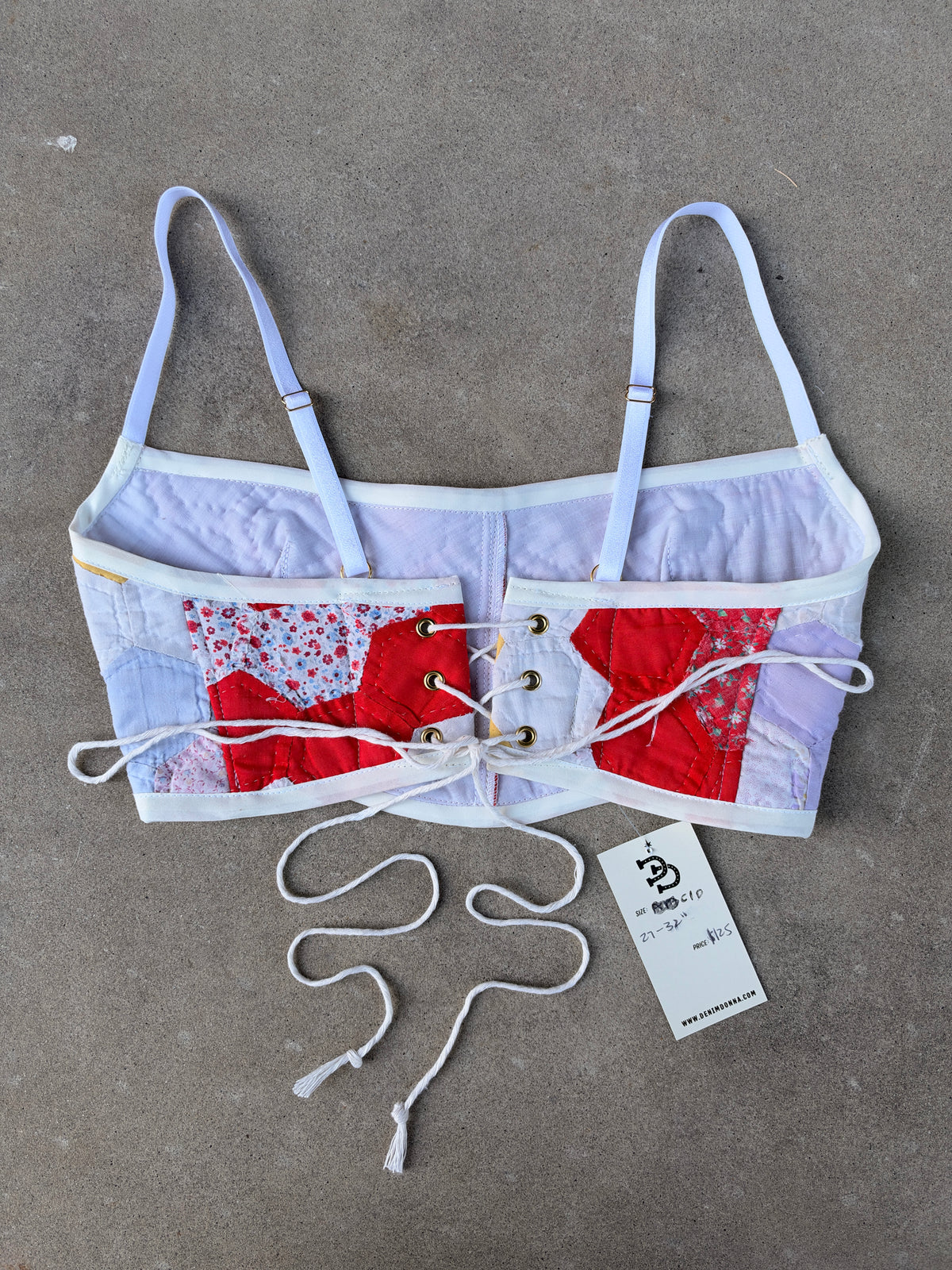 Red Flower Quilt Bra Top (C/D CUP) 27"-32"