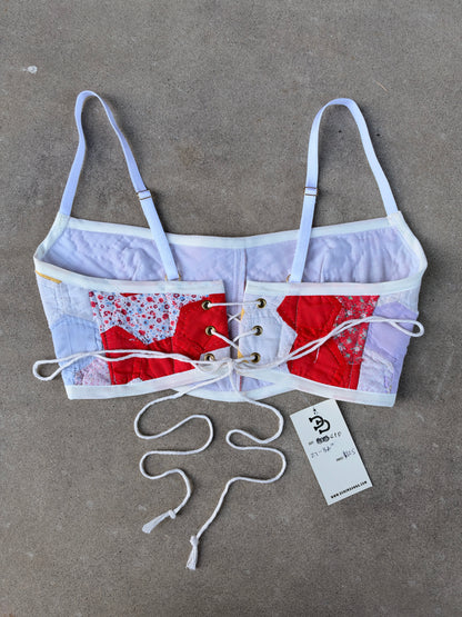 Red Flower Quilt Bra Top (C/D CUP) 27"-32"