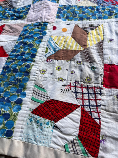 Quilt Coat w/ Denim Details