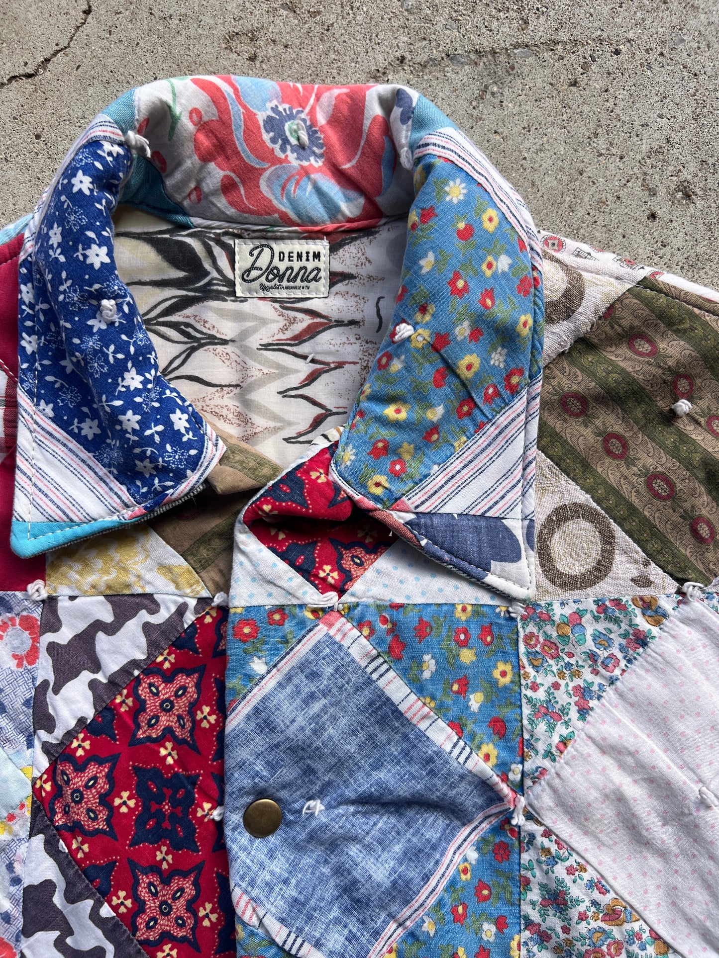 Quilt Coat w/ Denim Details