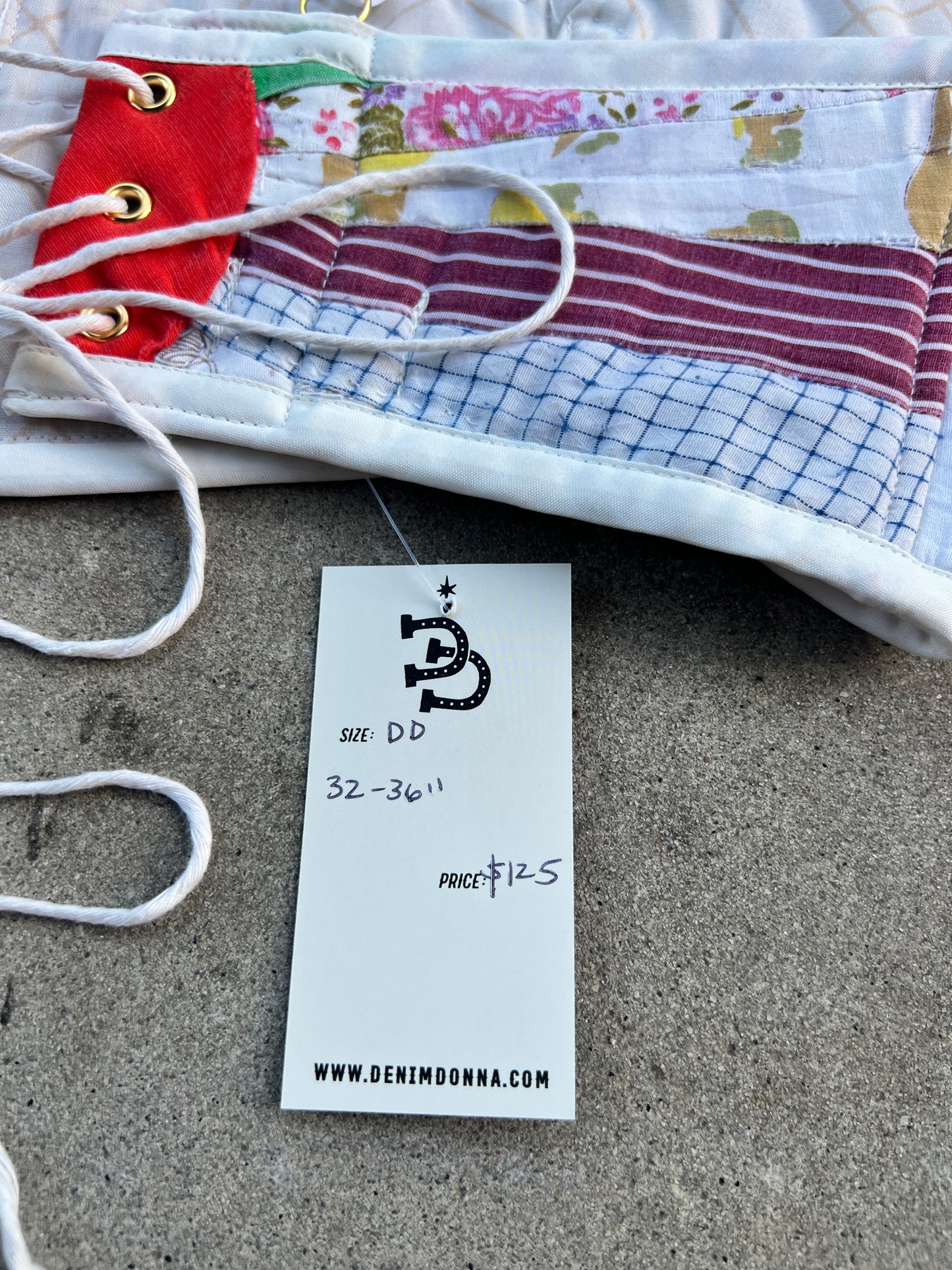 Red Fan Quilt Bra Top (DD CUP) 32"-36"
