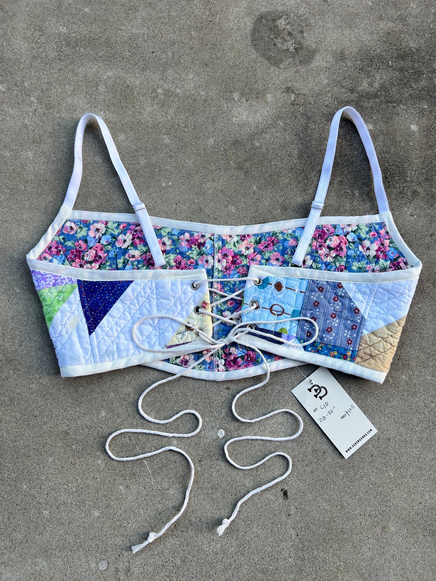Patchy Floral Quilt Bra Top (C/D CUP) 28"-32"