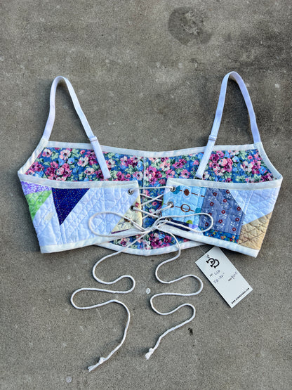 Patchy Floral Quilt Bra Top (C/D CUP) 28"-32"