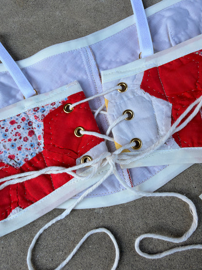 Red Flower Quilt Bra Top (C/D CUP) 27"-32"